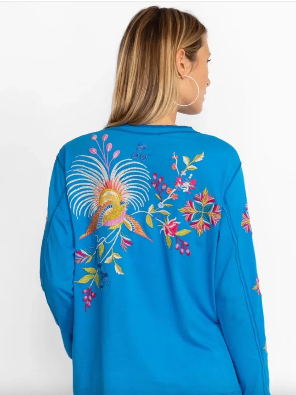 JOHNNY WAS JULIE RAW SEAM HENLEY (TEAL) in Size Large - Picture 4 of 6